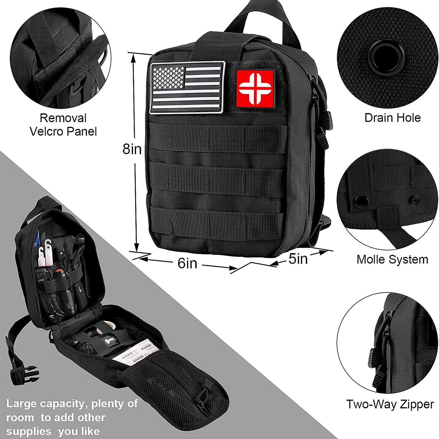 Emergency Survival Kit and First Aid Kit, 142Pcs Professional Survival Gear and Supplies Equipment with Molle Pouch, Gift for Christmas Men Dad Husband Camping Hiking Hunting Outdoor Adventure