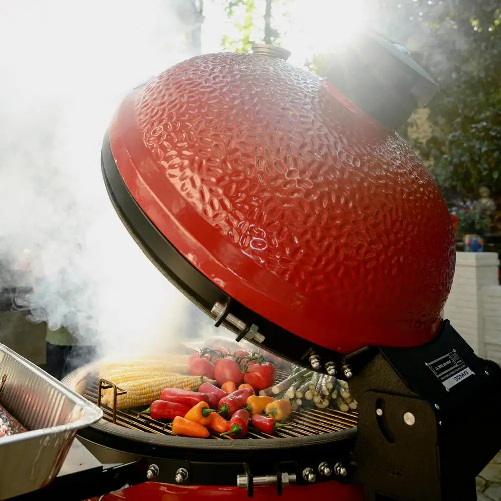 Classic Joe III 18 In. Charcoal Grill in Red with Cart, Side Shelves, Grate Gripper, and Ash Tool