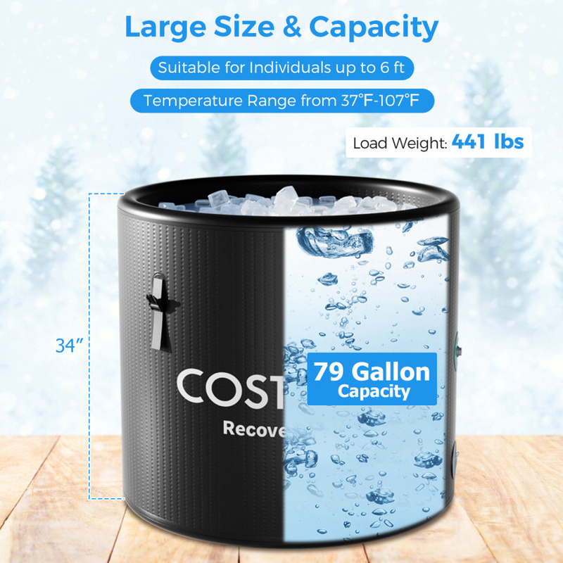 79 Gal Water Chiller Compatible Cold Plunge Tub with Cover
