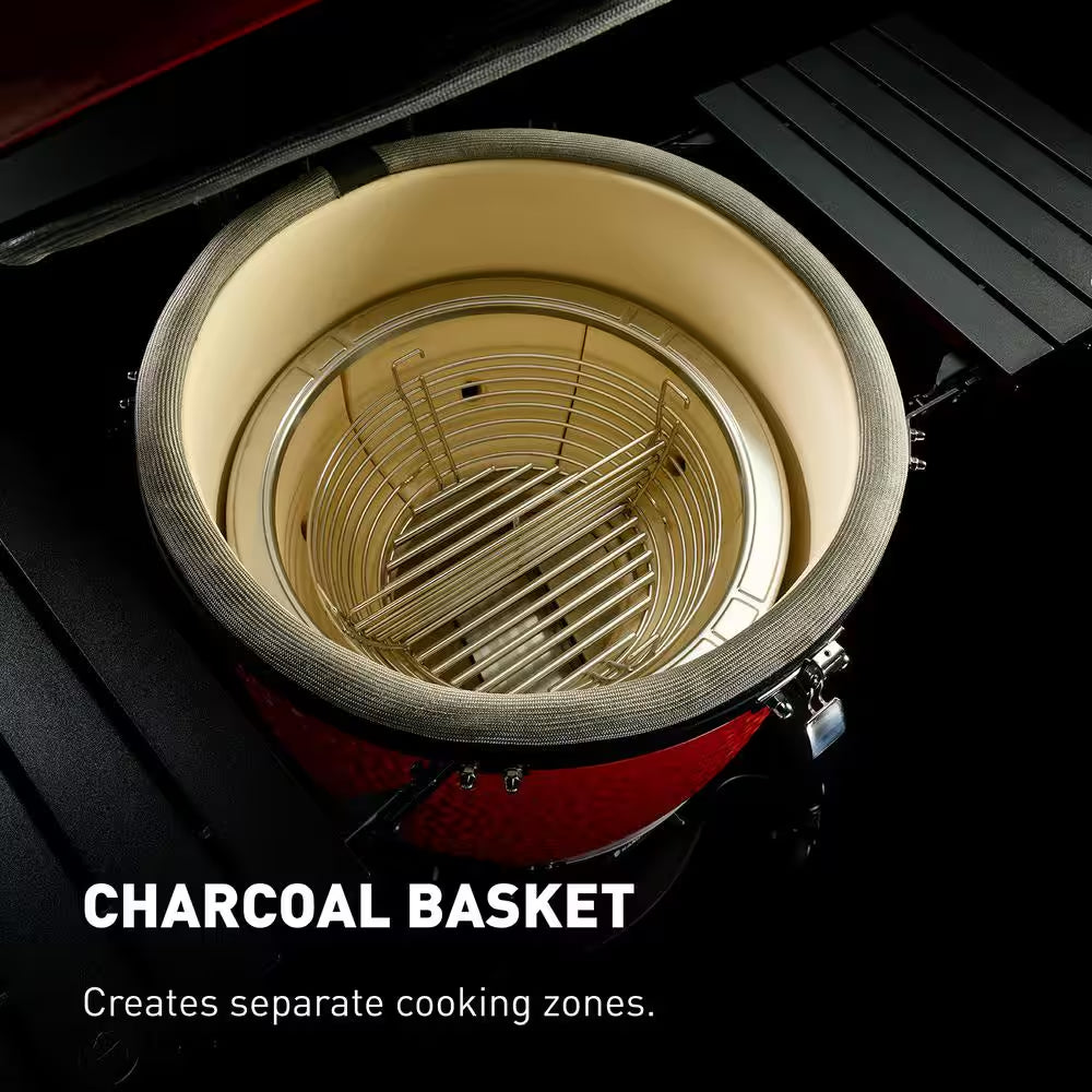 Classic Joe III 18 In. Charcoal Grill in Red with Cart, Side Shelves, Grate Gripper, and Ash Tool