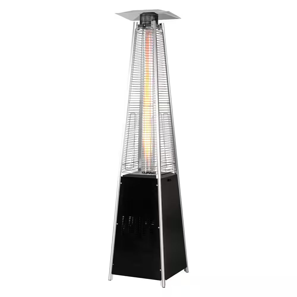 48,000 BTU Steel Propane Standing Pyramid Patio Heater with Wheels Ideal for Backyard Balcony 6-8 People