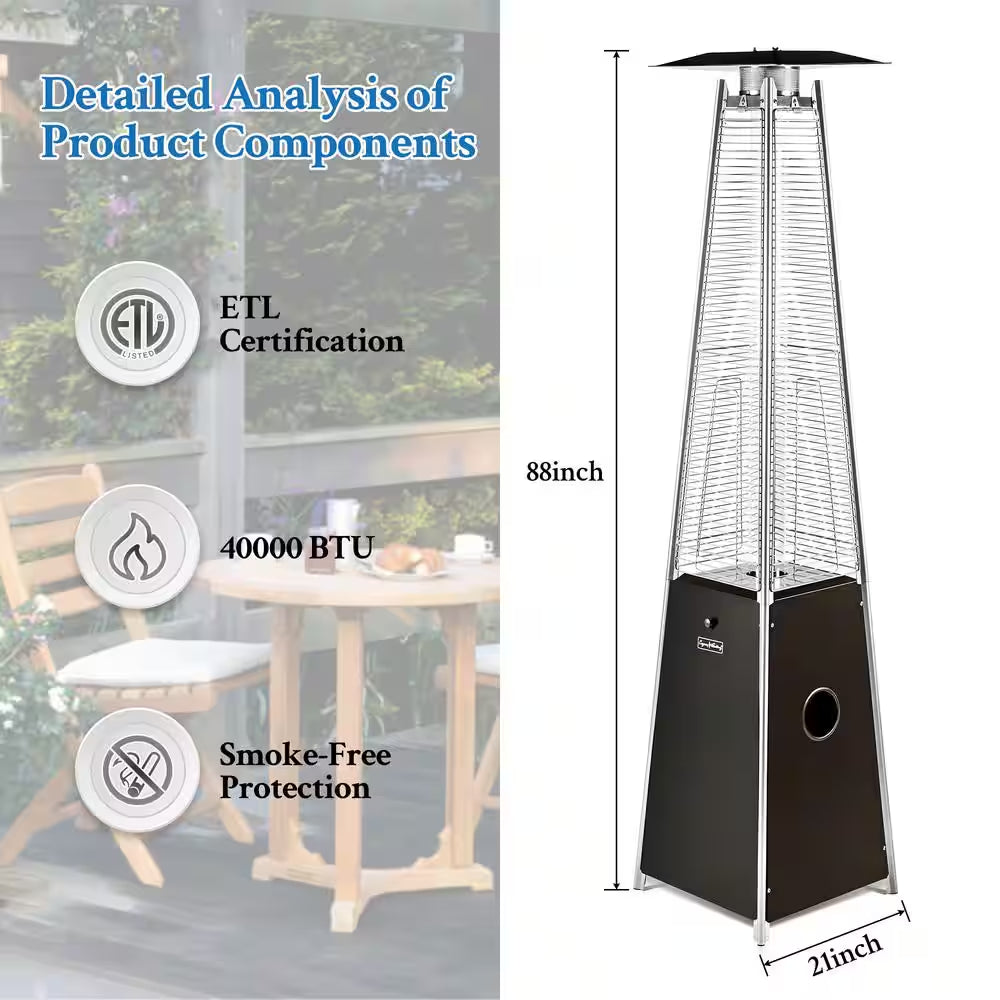 Outdoor 40,000 BTU Brown Propane Heater, Steel Pyramid Flame Heater