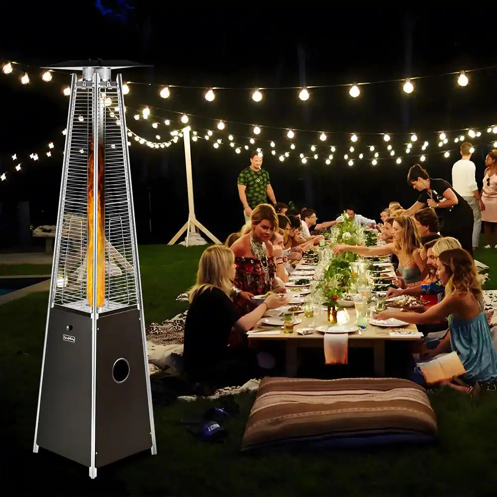 Outdoor 40,000 BTU Brown Propane Heater, Steel Pyramid Flame Heater